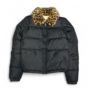 Polo Ralph Lauren Denim Supply Leopard Faux Fur Black Cropped Puffer Jacket